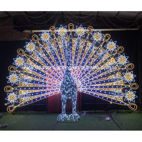 New Christmas Wedding Festival Outdoor Large Size 3D LED Sculptures Peacock Motif Light For Sale
