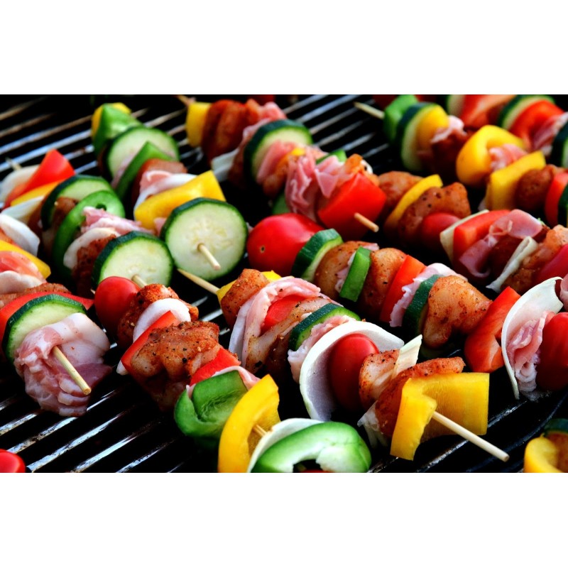 Plastic-free round bamboo skewers, custom logo bamboo skewers