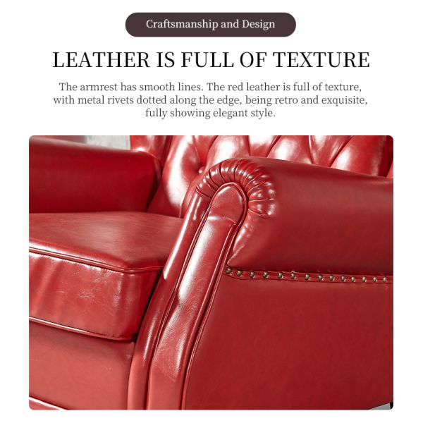 Nidea #869 Luxury American Chair Vintage Genuine Leather Chesterfield Back Armchair Tufted Buttons Rolled Arm High Back Sofa Chair