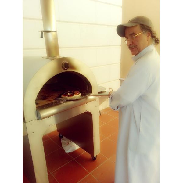 4 Wheels Stainless Steel Pizza Oven Outdoor 900mm Wood Fired Pizza Oven