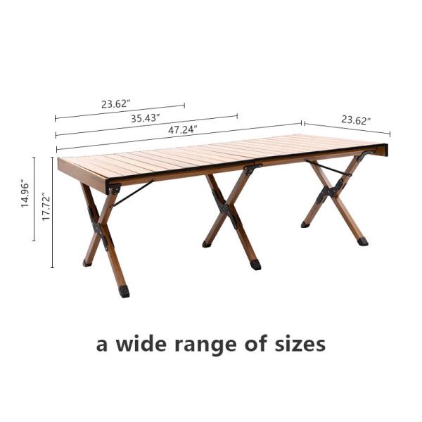 Aluminum Folding Camping Table 60x60cm 3.9kg Wood Grain