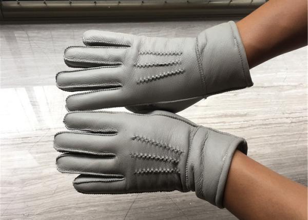 Handsewn Sueded Lamb Shearling Gloves , Black Mens Winter Mittens