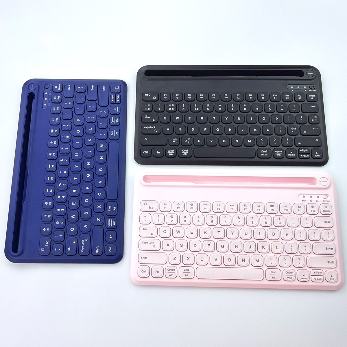 In Stock UK/US Layout Multi-Device BT Wireless Keyboard with Built-in Stand for IPad Tablet & iPhone Compact Design