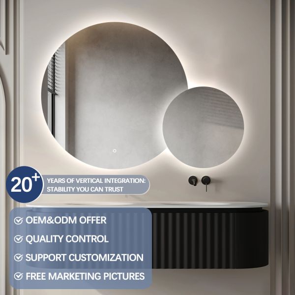 Twin Circle Illuminated LED Backlight Bathroom Mirror IP44 For Hotel Villa Project
