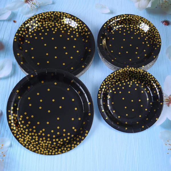 Dessert 7 Inches Gold Foil Compostable Paper Plates For Cake Dessert