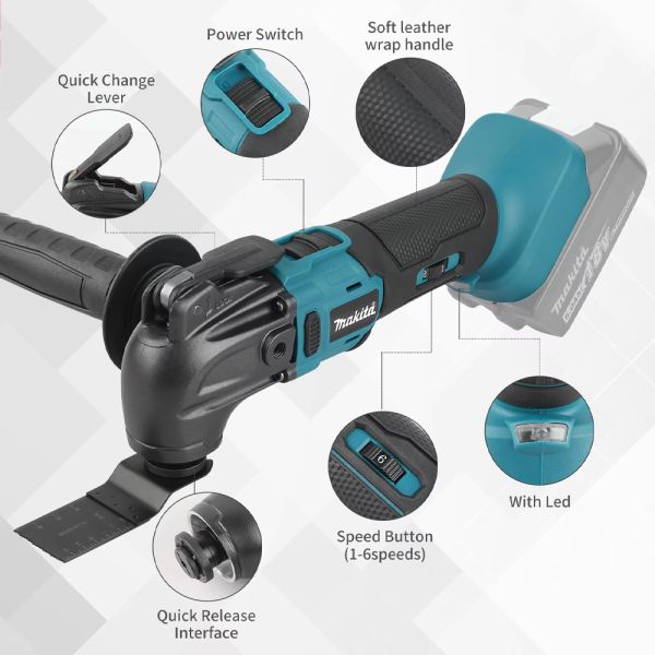 Makita 18V Cordless Electric Trimmer & Oscillating Tool Multi-Functional Polishing & Cutting Renovator DIY Grade Battery Powered