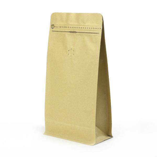 side gusset kraft paper flat bottom tea pouch 1kg coffee packaging zipper bag with valve