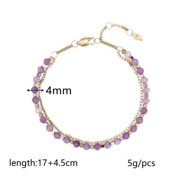 New Bohemian Style 18K Gold Plated Stainless Steel Box Chain Beaded Bracelet Fashion Women's Jewelry Bracelets