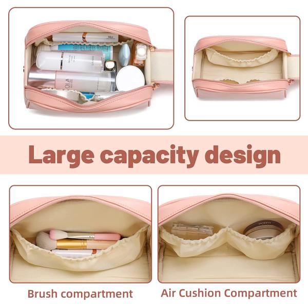 Travel PU Leather Make Up Bag Large Toiletry Lightweight For Women