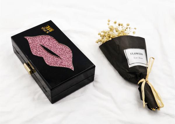 Ladies Women Evening Acrylic Clutch Bag Handmade Kiss Me Patten Shaped