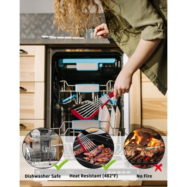 Сплошные шпатулы Гибкие шпатулы из нержавеющей стали с силиконом с мягким верхним краем Сплошные шпатулы с тренажером рыбные шпатулы