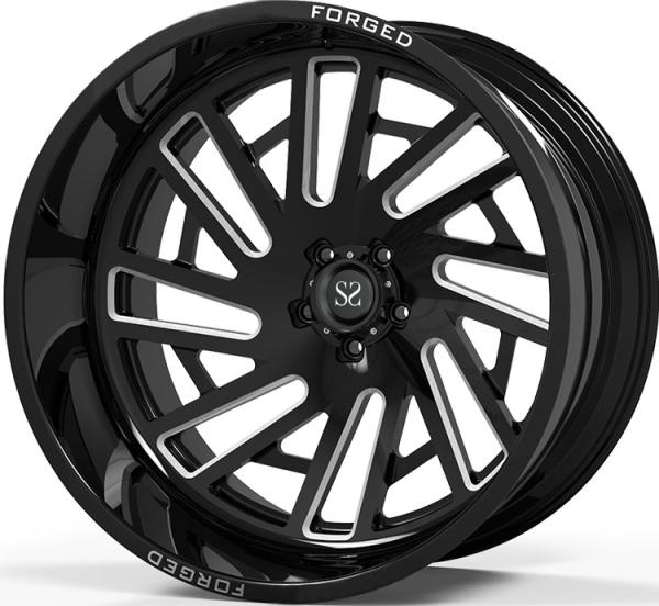 Off Road Rims 24x12 and 24x14 Gloss Black Deep Lip Customized 4x4 Wheels Rim