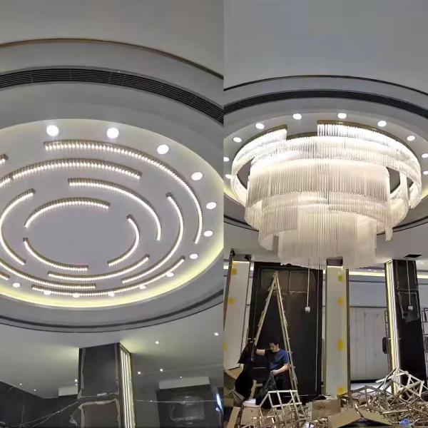 Lampe de plafond intérieure lustre salon salle à manger salle à manger moderne de luxe bronze en acier inoxydable verrou de verre à LED pendant lumière