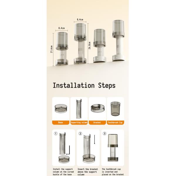 Modern 2 Slots Toothbrush Holder Stand With Tooth Brush Cups Cover