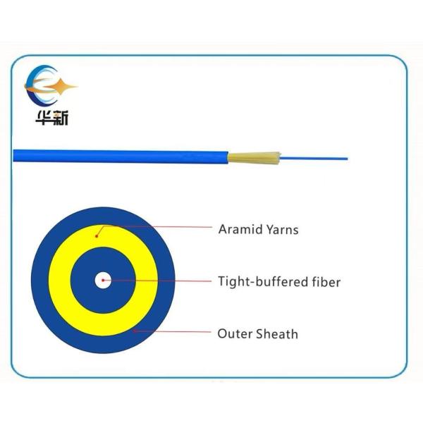 FTTH Indoor Fiber Optic Cable Single Mode  2 4 6 8 12 24 Core GJFJV Tightly Jacketed Aramid Tensile PVC Outer Jacket