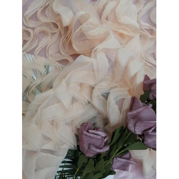 Розовая мягкая ткань вышивки Applique шнурка для платья вечера