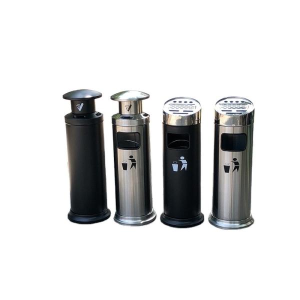 Thicken and Fixable Ground Column Smoking Area, Cigarette Butt Column, Public Stainless Steel Smoke Eliminator Trash Can