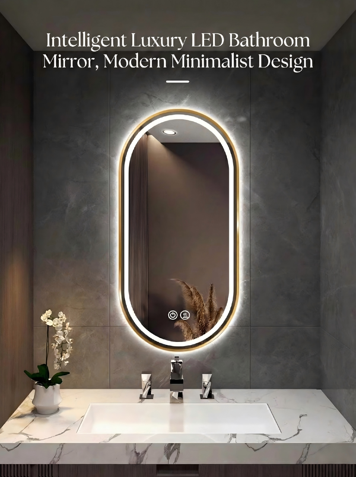 Kingstin Premium Oval LED Vanity Mirror | Custom Metal Frame Smart Bathroom Mirror | Wholesale & OEM/ODM Direct