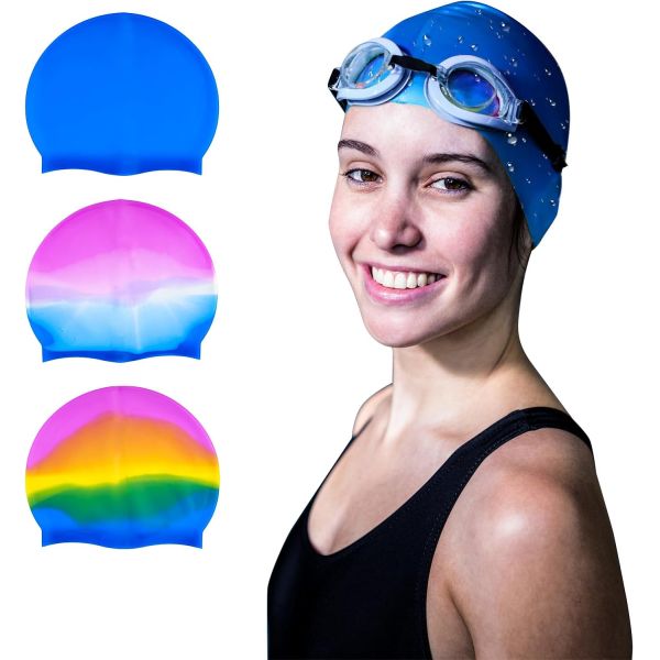 Customizable Silicone Swim Cap with Soft Waterproof and Non-Slip Design for Adults and Children