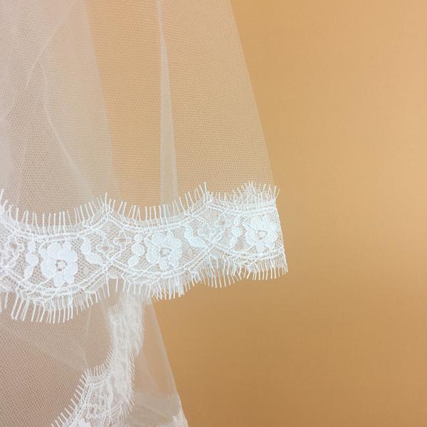 39‘’--118‘’ Ivory/White Bridal Veil Eyelase French Lace Edge  Wedding Accessories