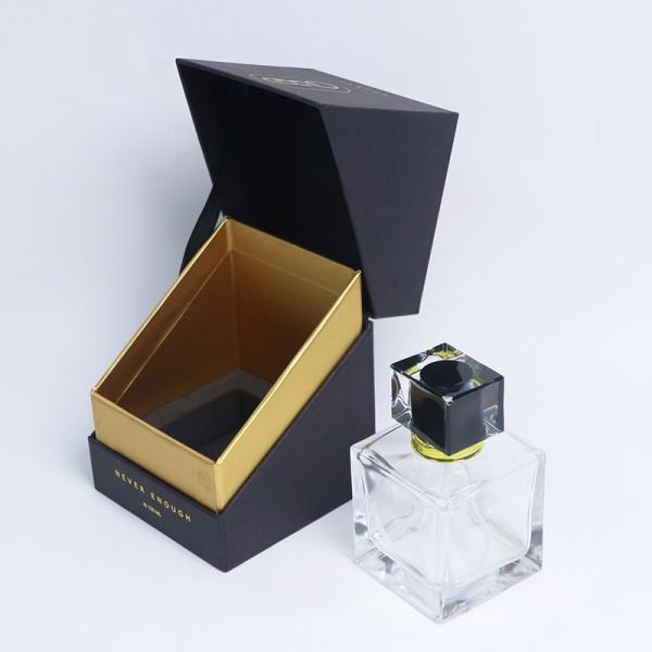 Rigid Gift Box Luxury Gold Foil Flip Top Perfume Box Customizable For Candles  Fragrance Bottles