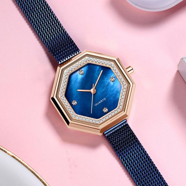 Exquisite Diamond Female Watch Japanese Movement Waterproof Steel Mesh Belt