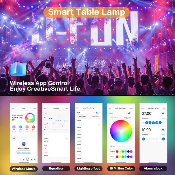 3 In 1 Multiple Wireless Chargers Home Lamp Speaker Bedside Night Light Digital RGB Alarm Clock Smart Mobile Phone Lamp