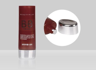 Fundação líquida Tubos cosméticos personalizados de plástico D35mm 35-100ml Com parafuso metalizado na tampa