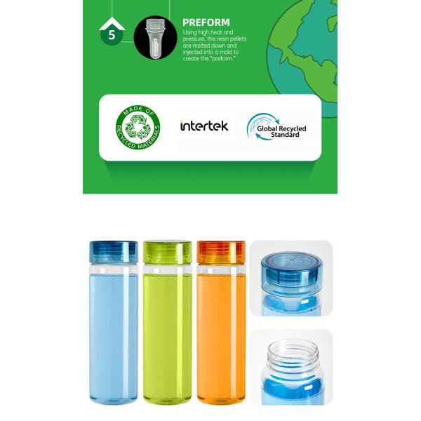 Recycled Portable Eco Friendly RPET Water Bottles 600ml Plastic Water Bottle Personalised Environmental ProtectionWith GRS Certification
