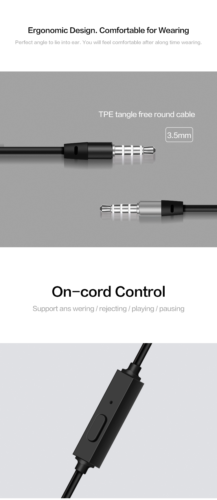 IPX4 Metal Wired Earphones With Microphone Noise Isolating 3.5mm Jack Ear Buds