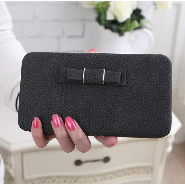 2016 new butterfly knot women's long wallet embossed leather fashion