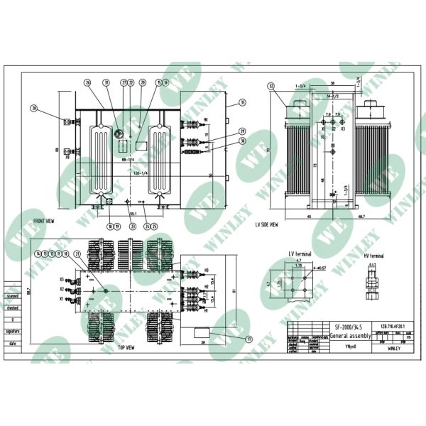 2000kva Substation Power Transformer ONAF Step Down 34.5kv To 480v Electrical Substation Transformer