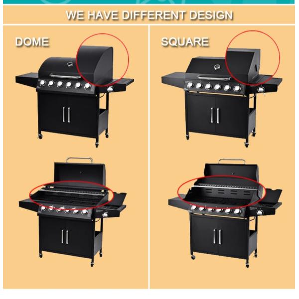 Grill à gaz au butane à 6 brûleurs 60000btu pour un barbecue extérieur personnalisable à 85 cm