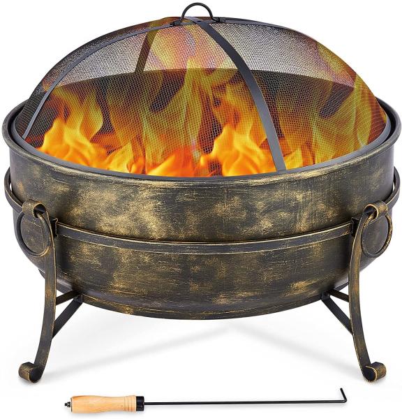 31 Inch Outdoor Brazier Charcoal Burning Fire Pit For Patio Backyard Camping