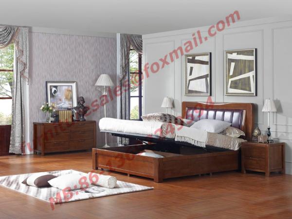 Luxcury Upholstery Headboard with Storage Bedstead Box in Solid Wood Furniture