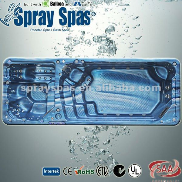 1-speed, 3HP, balboa control swim backyard hot tub with 5 seats and full body lounge
