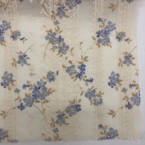 Printed Cotton Embroidery Fabric Textile Various Yarn Count Eco Friendly M04-LK011