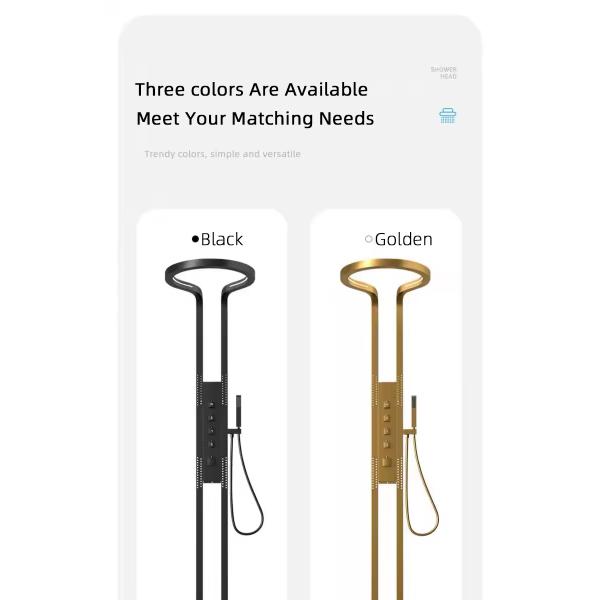 Wall Shower Set with High Pressure Rainfall Round Matte Black Head and Panel Combo Set