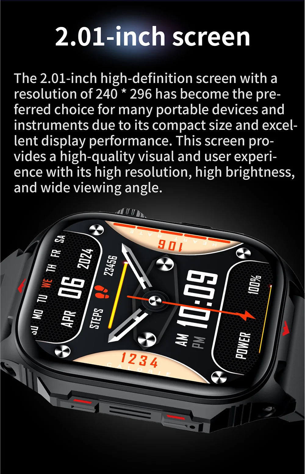 Outdoor Military Man Smart Watch For Man HW82 400mah Battery