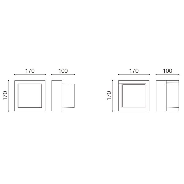 Decorative LED Wall Light Fixture Wall Mounted 12W Circular / Square Black Bulkhead Light