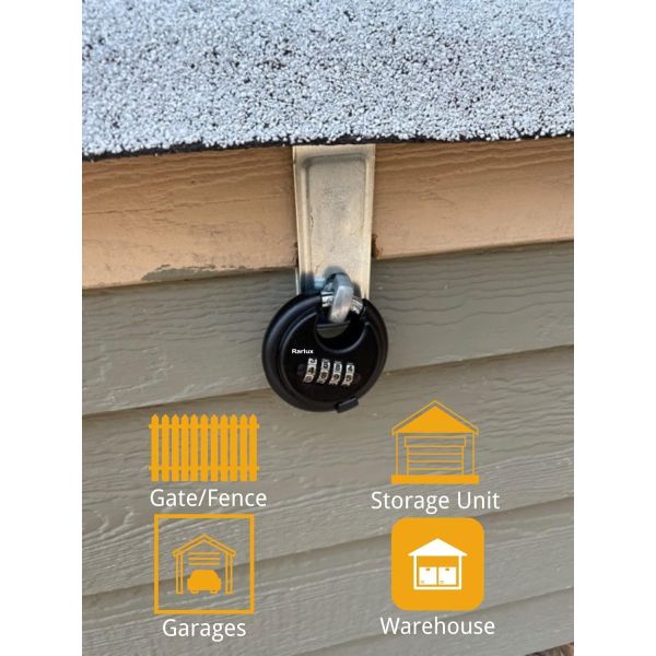 Rarlux Heavy Duty Combination Padlock Zinc Alloy 70mm with 4-Digit Password Waterproof Hardened Shackle