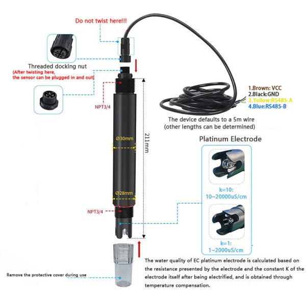 ER26500 Battery Powered LoRaWAN Water Quality EC Sensor | Temperature Salinity TDS Monitor