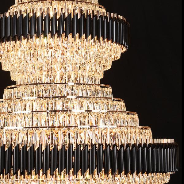 Top luxury Staircase Chandelier Lighting Large Home Decoration Crystal black ceiling light(WH-NC-93)