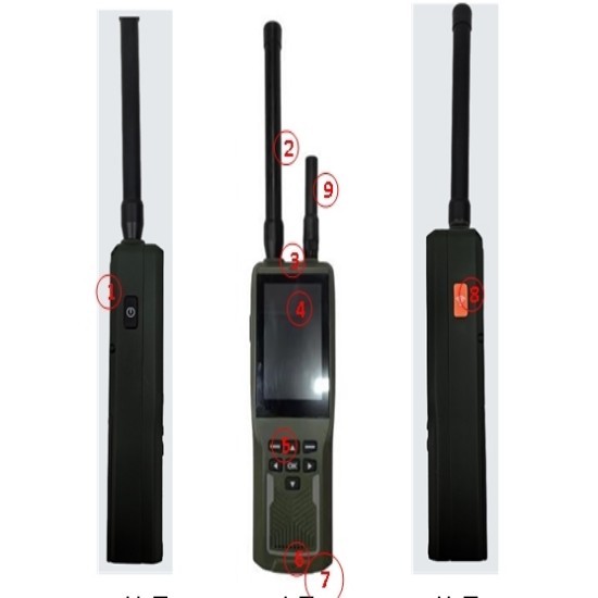 FPV warning RF fingerprint recognition 3-sec response, multi-brand drone support, portable handheld device with audio-light-vibration alerts