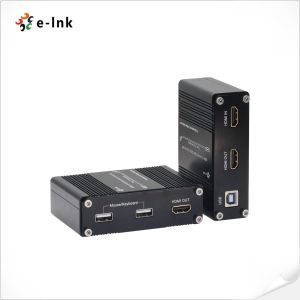 Extensor KVM USB sobre fibra óptica HDMI 2.0 Mini 4K/60Hz, compatible con la transmisión de señales de teclado y ratón