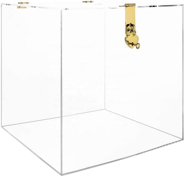 Large Clear Donation Box With Lock Wedding Wishing Well Ballot Acrylic Box 12 Inch