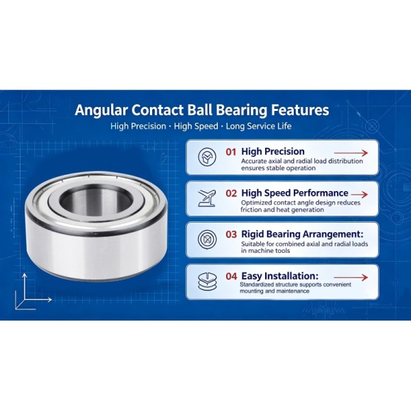 High Speed Operation Double Row Angular Contact Ball Bearing 5212ZZ 60*110*36.5mm Textile Machinery Bearing
