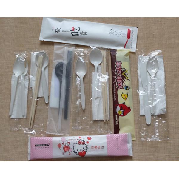 Plastic Sleeve Cutlery Set Customized Logo Buffets PS Disposable Spoon Fork and Knife