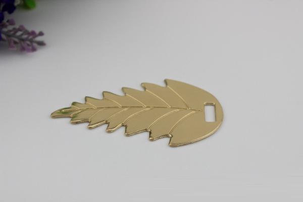 OEM zinc alloy light gold & gunmetal leaf pattern metal logo label tags for handbag/shoes accessories