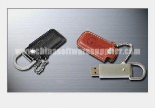 Movimentação 005 do flash de USB da caixa do metal e do couro